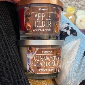 Sonoma Scented Candle Duo - Apple Cider and Cinnamon Sugar Donut